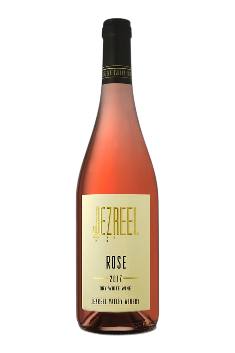 Bottle of Jezreel Valley Rosé – Derech HaYam (Israel), showcasing a clear glass bottle with a pale pink rosé wine and a minimalist label highlighting the wine's name and vintage.
